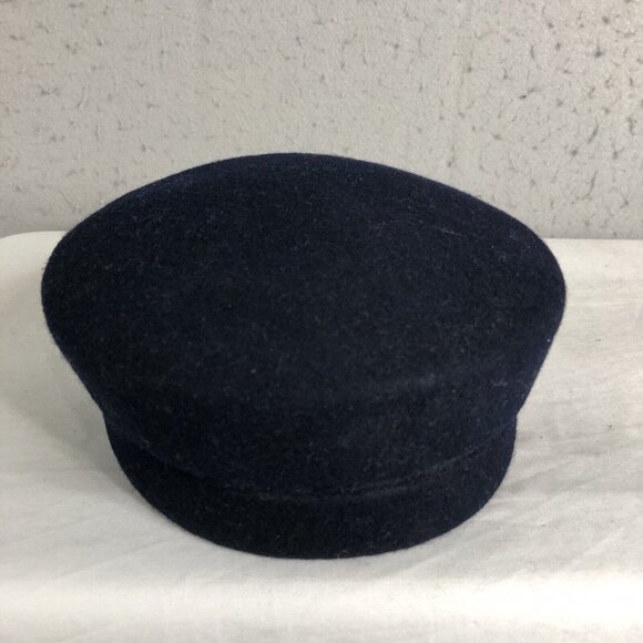 Vintage 1950s Boiled Wool Hat Navy Blue Retro Fashion Mod Groovy - Picture 5 of 9